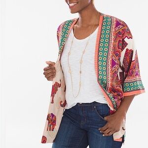 Chico’s reversible boho kimono with elephants